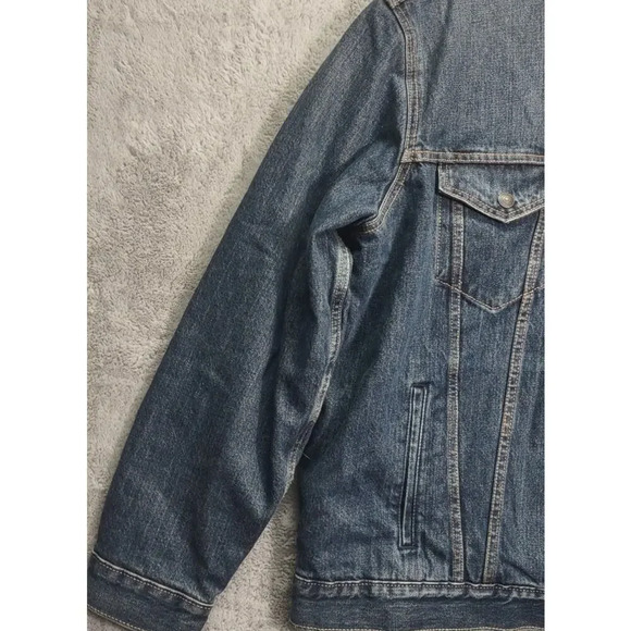 Levi's Mens Denim Sherpa Lined Trucker Jacket Coat Blue Stylish - Picture 10 of 15